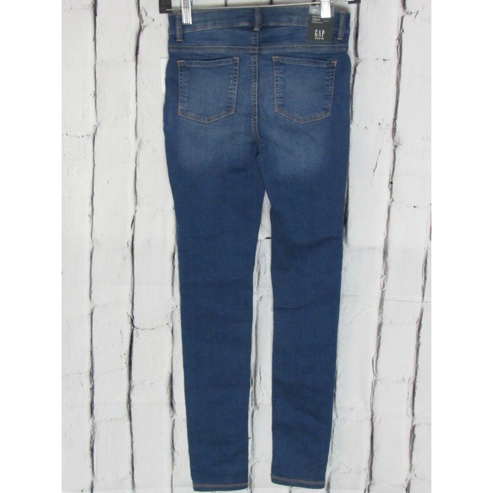 Gap Girls Jeans Size 14 Blue Jegging Mid Blasted Adjustable Waisted Denim - Picture 2 of 4